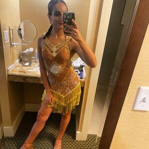 Latin Ballroom Gold Dress